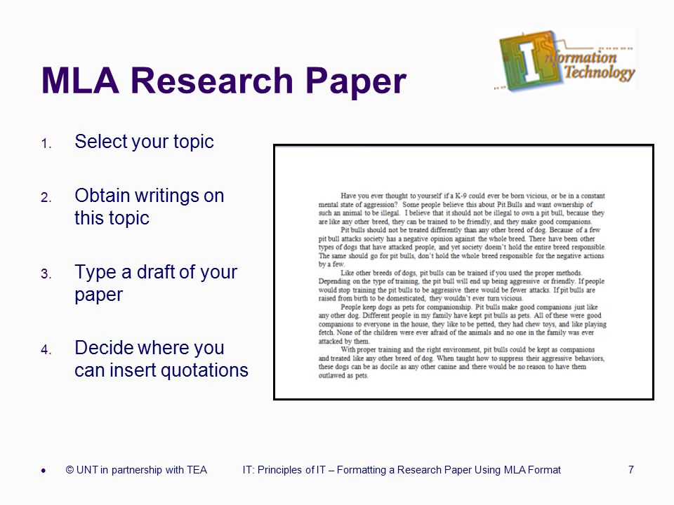 Mla style and research paper format